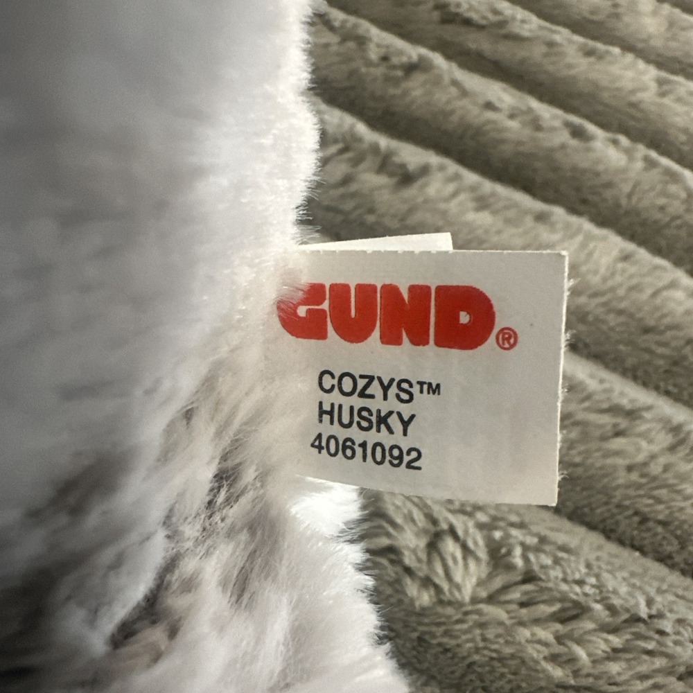 Gund Fair Isle Arctic Dog Fluffy Husky Plush Stuffed Puppy Animal White Gray NWT - Picture 7 of 16